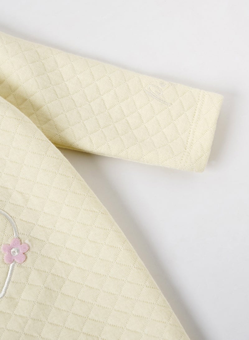 POPEES Baby Girls Quilted Sleep Suit | Cotton Full Sleeve Front Open Nightwear for Newborns - Image 3