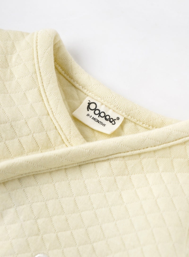 POPEES Baby Girls Quilted Sleep Suit | Cotton Full Sleeve Front Open Nightwear for Newborns - Image 4