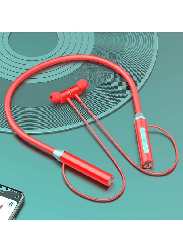 Wireless bluetooth headset sports binaural in-ear neck hanging neck headset super long standby battery life red  - Image 4