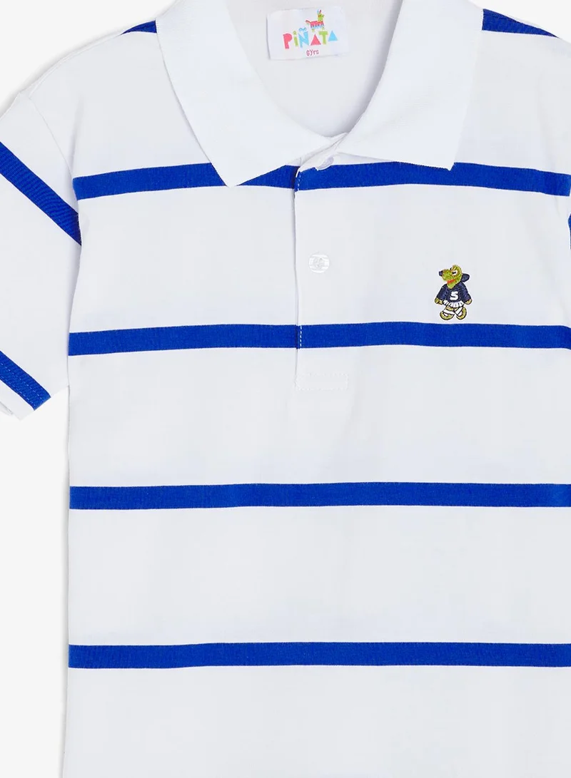 Pinata  Cute Friend Print Stripe Cotton Polo Tshirt for Men | Best Price UAE