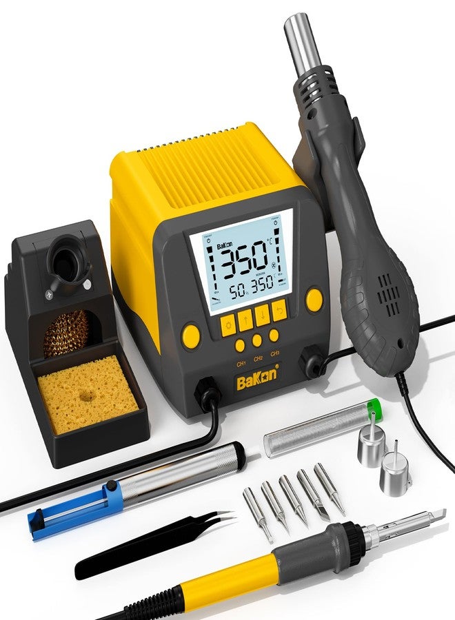 BAKON BK882 Soldering Station 2-IN-1 Hot Air Rework Station,90W Soldering Stations with °F /°C, Cool/Hot Air Conversion, Digital Temperature Correction and Sleep Function - Image 1
