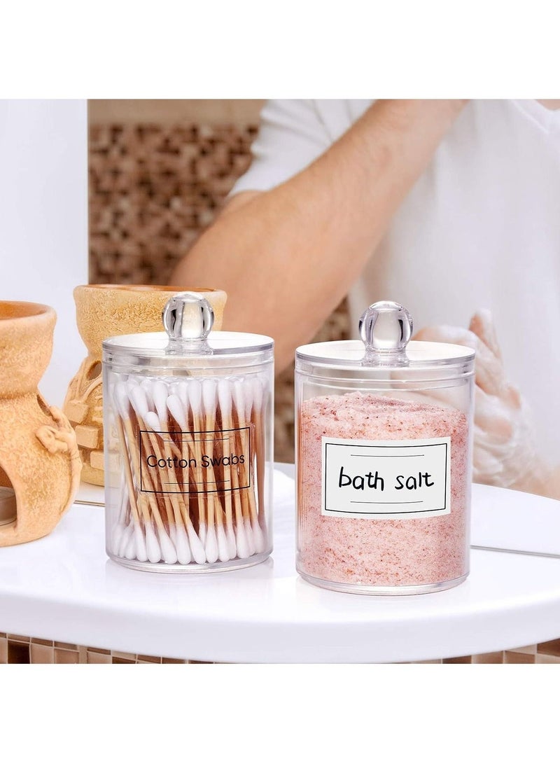 Bukela 4 Pack Holder Dispenser for Cotton Balls,Cotton Swabs,Cotton Round Pads,Floss Picks - 10oz Clear Plastic Apothecary Jar Set for Bathroom Jar Storage Organization,Vanity Makeup Organizer - Image 5