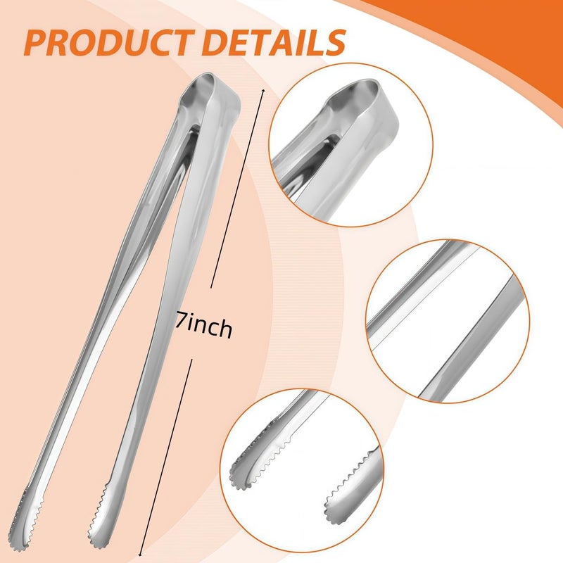 JXHAPY 8 Pack Kitchen Tongs, Stainless Steel Serving Tongs with Non-Slip Tips for Cookingï¼ŒEasily Control Kitchen Tweezer, Multi-Purpose Korean Tong for Baking, Food Plating, BBQ (7 Inch) - Image 2