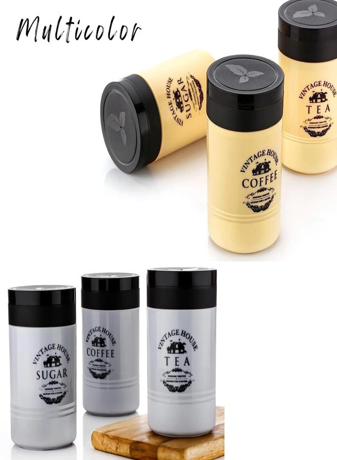 KhuHap tea coffee sugar containers set of 3, canisters set for kitchen Counter Top Airtight Storage Canister With Lids (Multicolor, 800ml, Food Grade Plastic) - Image 4