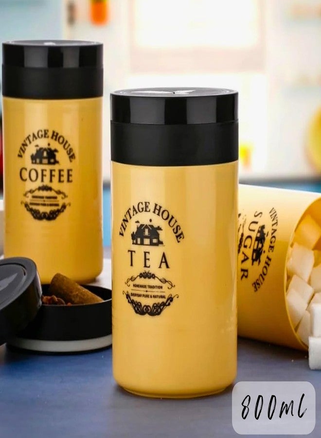 KhuHap tea coffee sugar containers set of 3, canisters set for kitchen Counter Top Airtight Storage Canister With Lids (Multicolor, 800ml, Food Grade Plastic) - Image 2