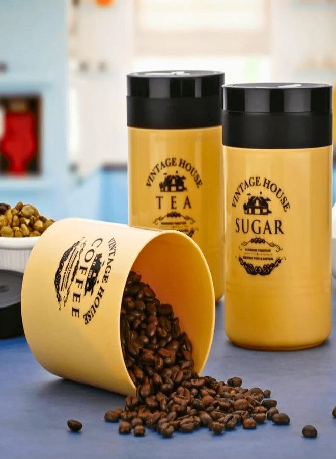 KhuHap tea coffee sugar containers set of 3, canisters set for kitchen Counter Top Airtight Storage Canister With Lids (Multicolor, 800ml, Food Grade Plastic) - Image 1