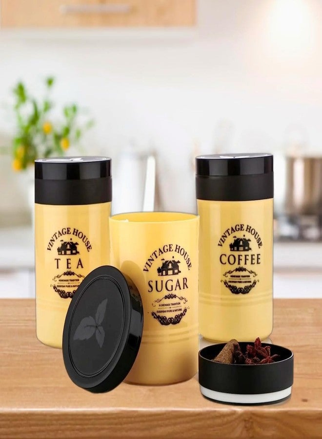 KhuHap tea coffee sugar containers set of 3, canisters set for kitchen Counter Top Airtight Storage Canister With Lids (Multicolor, 800ml, Food Grade Plastic) - Image 3
