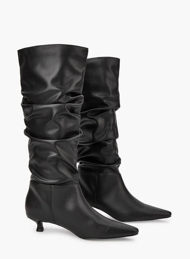 Flora Bella By Shoexpress Women's Ruched Kitten Heel High Shaft Boots