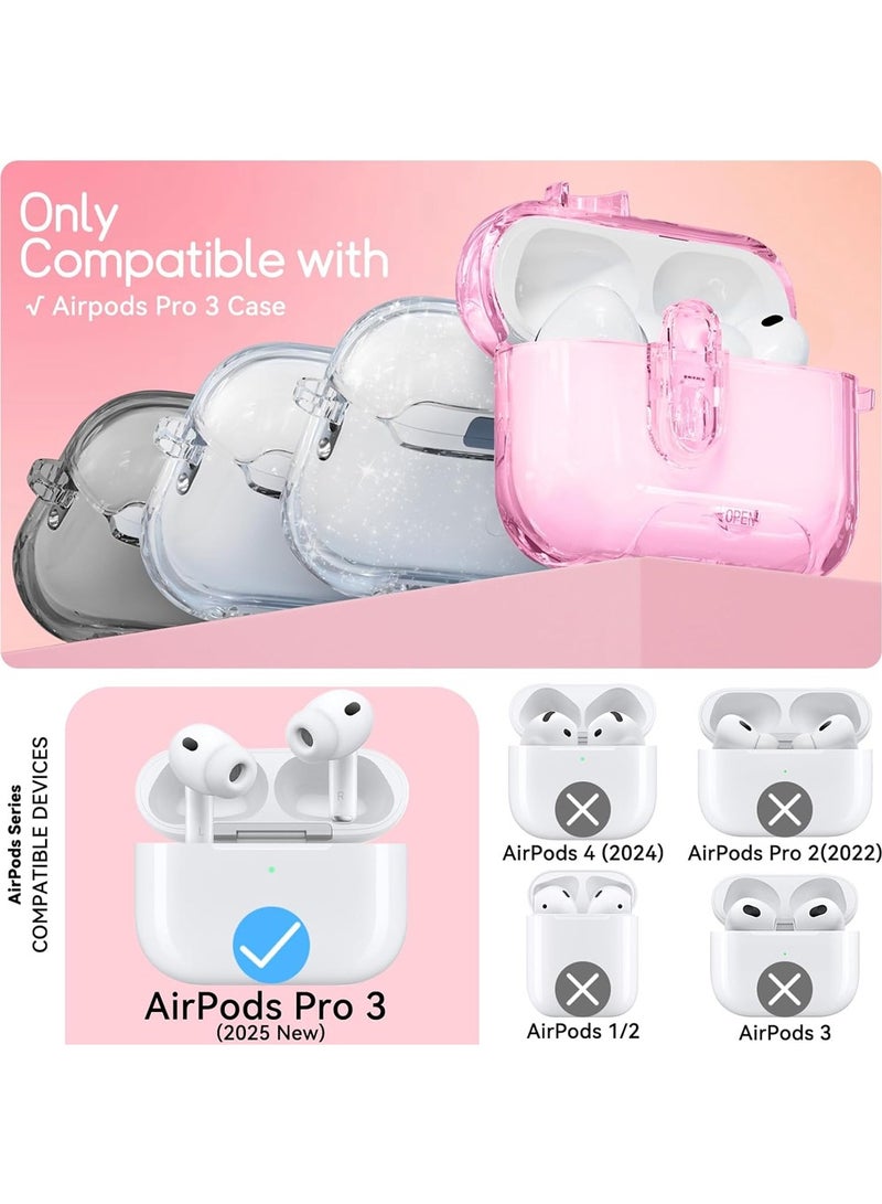 X-level Airpods Pro 3 Case Cover Pink with Lock&Bling Keychain for Women&Girly,Cute Soft TPU Clear Cases Cove for Airpods Pro 3 Case with Cleaning Kit,Phone Holder Function - Image 2