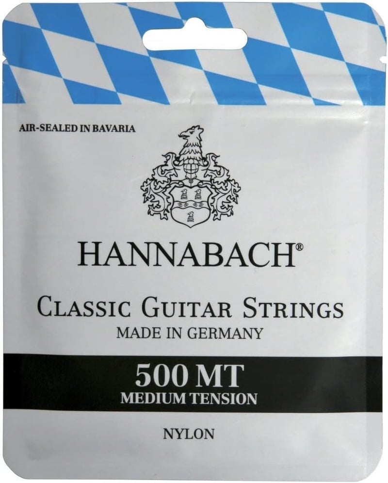 Hannabach 500MT Saiten für Klassikgitarre Satz Medium Tension, Diskantsaiten: Nylon, Bass: Nylonkern mit versilbertem Kupferdraht umsponnen - Image 2