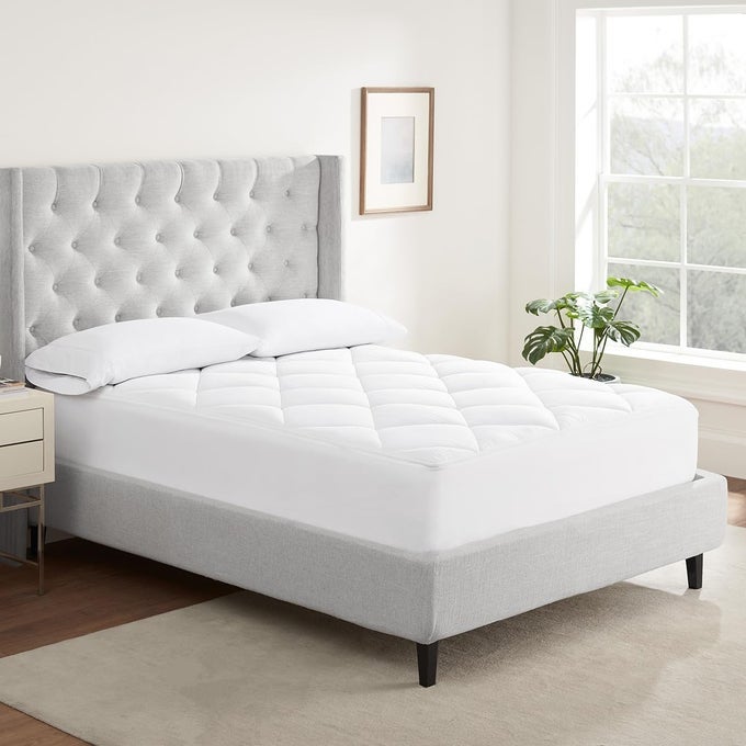 AIR DRY EXTRA COMFORT PLUS 100 COTTON FABRIC QUILTED MATTRESS PAD COOLING AND BREATHABLE MATTRESS COVER MOISTURE WICKING PROTECTION WITH 18 DEEP POCKET FULL WHITE