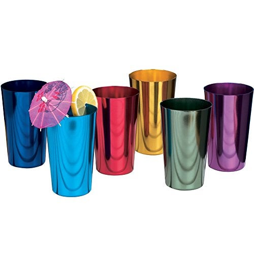MEPERPER ALUMINUM TUMBLERS Retro Jewel Aluminum Colored Tumblers Cups Set of 6, Multicolor, - Image 1