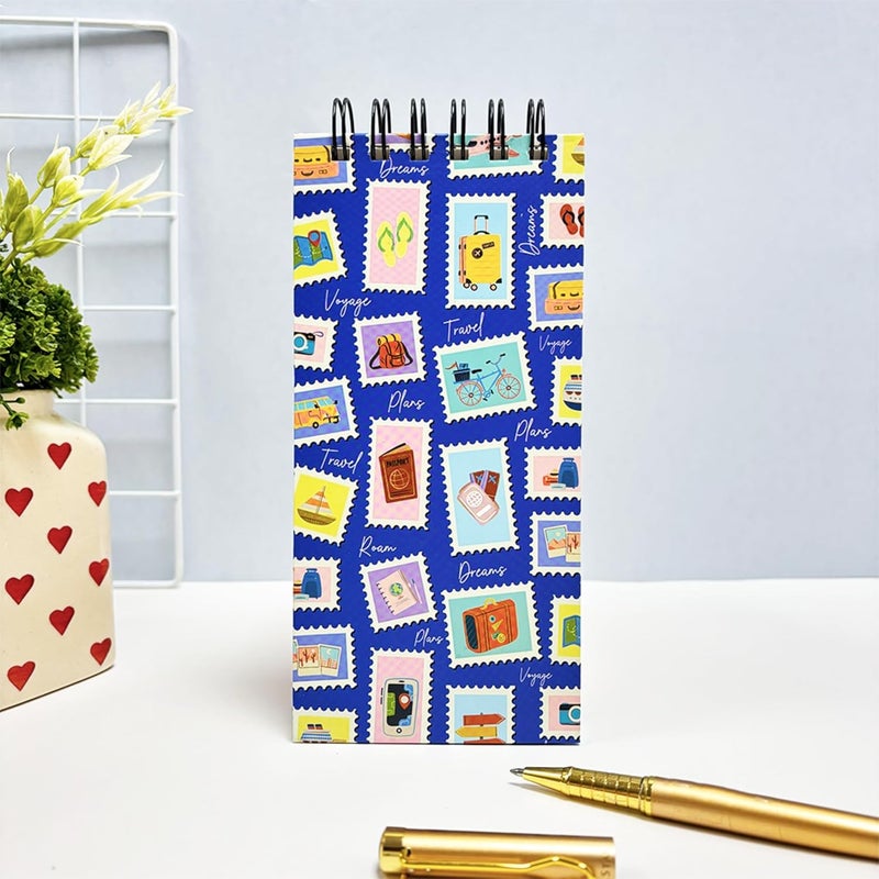 Articious قائمة المهام | (9.2x19.8 سم) | دفتر ملاحظات يومي لقائمة المهام | قائمة المهام | مخطط مكتبي مربوط بأسلاك | 80 جرام لكل متر مربع | 264 صفحة | 50 ورقة قابلة للتمزيق للبقالة، التسوق، قائمة المهام - فرشاة زرقاء - Image 1