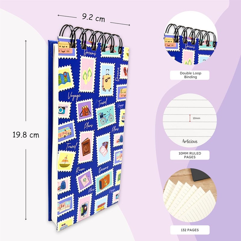 Articious قائمة المهام | (9.2x19.8 سم) | دفتر ملاحظات يومي لقائمة المهام | قائمة المهام | مخطط مكتبي مربوط بأسلاك | 80 جرام لكل متر مربع | 264 صفحة | 50 ورقة قابلة للتمزيق للبقالة، التسوق، قائمة المهام - فرشاة زرقاء - Image 4