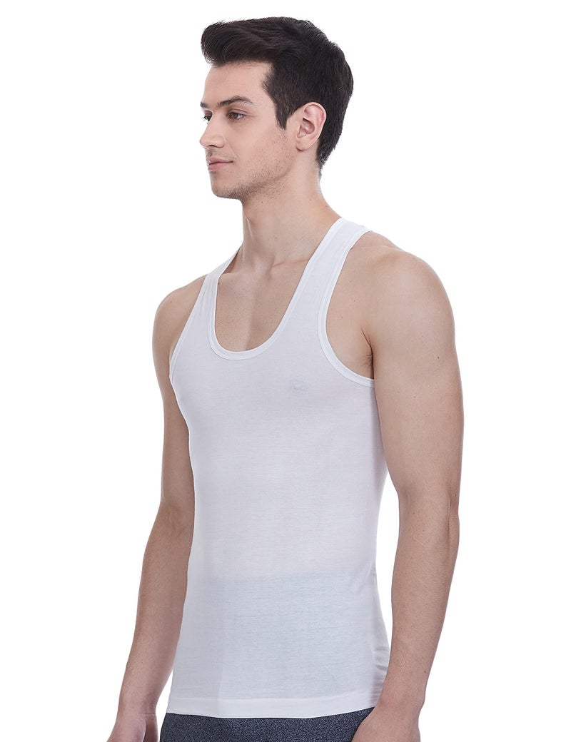 Rupa Jon Sleeveless Round Neck White Vest for Men | 100% Cotton | Regular Fit | Pack of 3 - Image 4