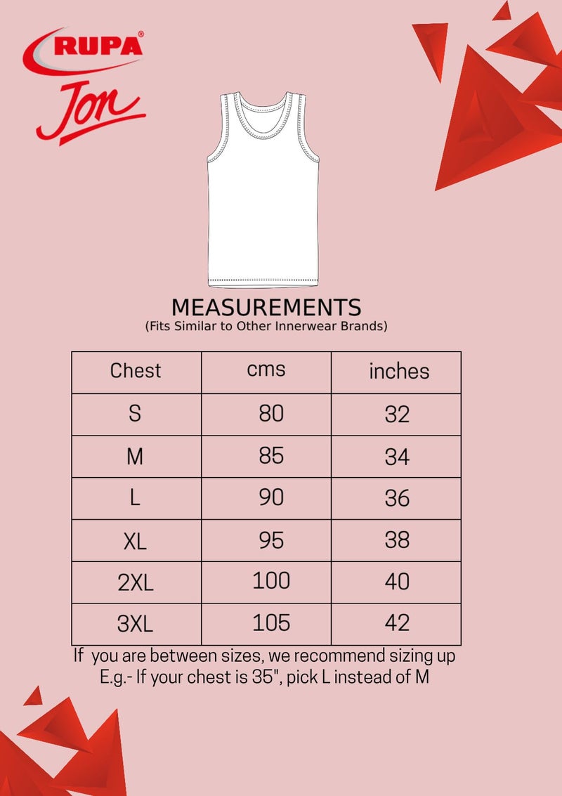 Rupa Jon Sleeveless Round Neck White Vest for Men | 100% Cotton | Regular Fit | Pack of 3 - Image 5