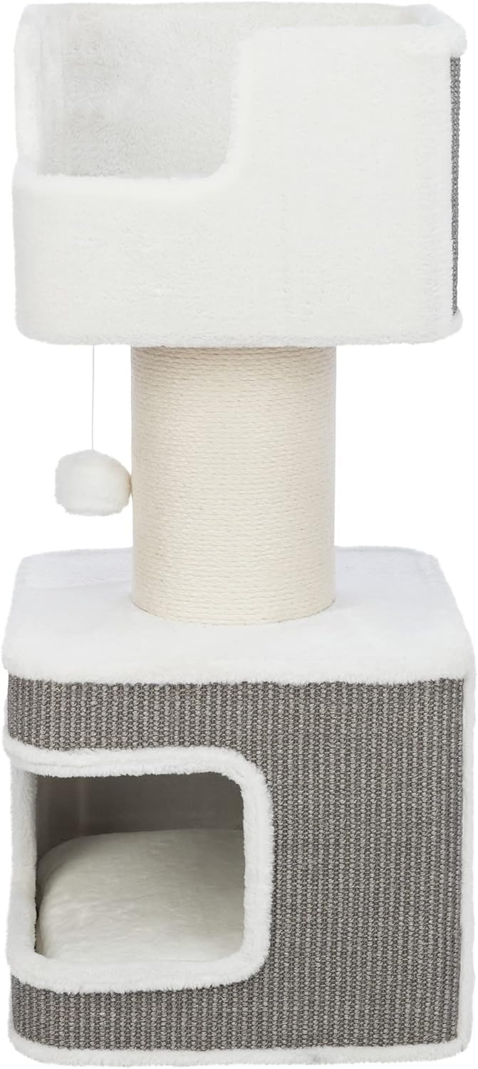 TRIXIE Ava Cat Tree with Condo Cozy Top Platform with Removable Cushion Dangling Cat Toy Gray - Image 4