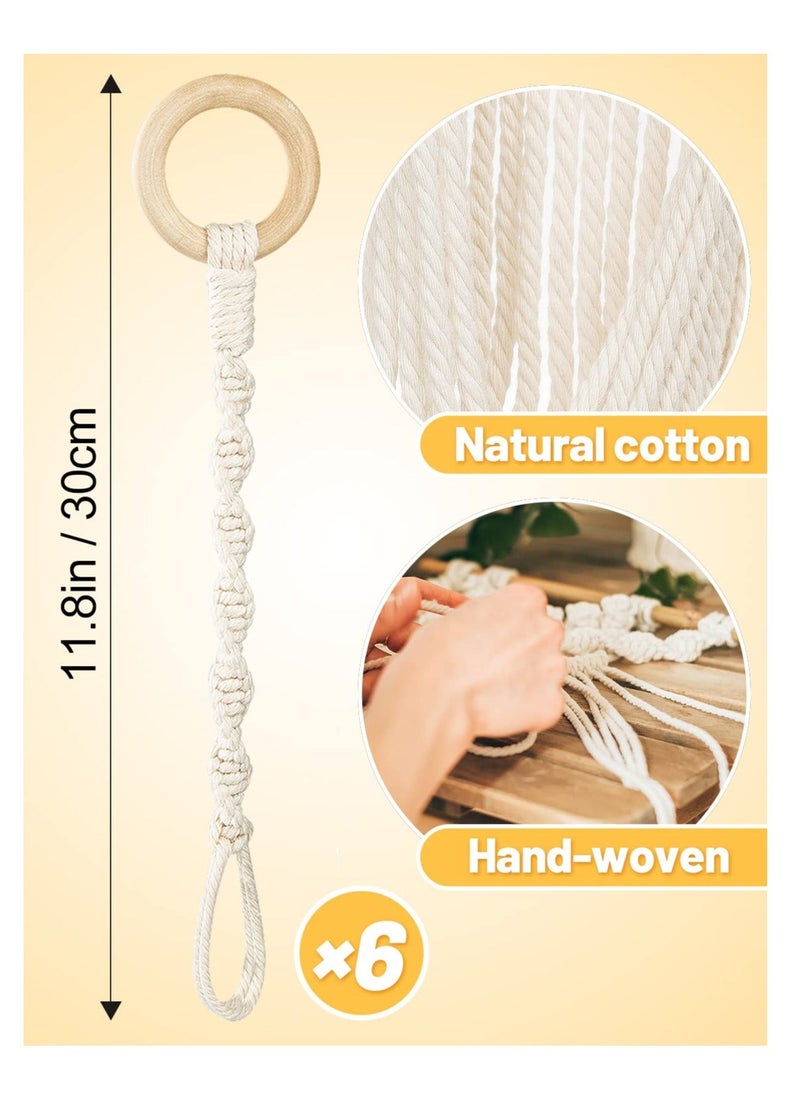Y&D - 6 Pack Plant Hanging Extenders, Connectable Macrame Durable Hanger Rope with Wooden Ring, Handmade Woven Basket Extender for Indoor Outdoor Pot Holder - Image 1