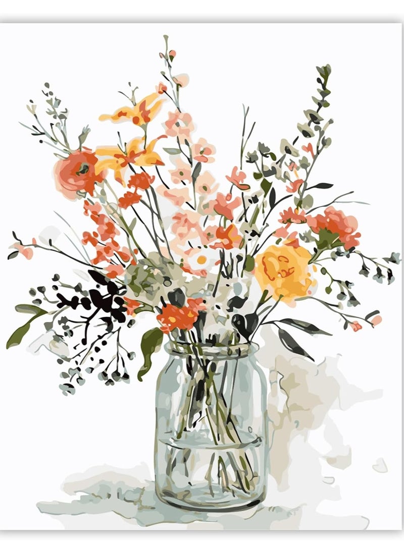 Aideli Paint by Numbers Adult Flower, DIY Hand-Painted Oil Painting Canvas Kits, Beginners Paint by Numbers Painting by Numbers for Home Decoration, No Frame (40 x 50 cm)  - Image 1