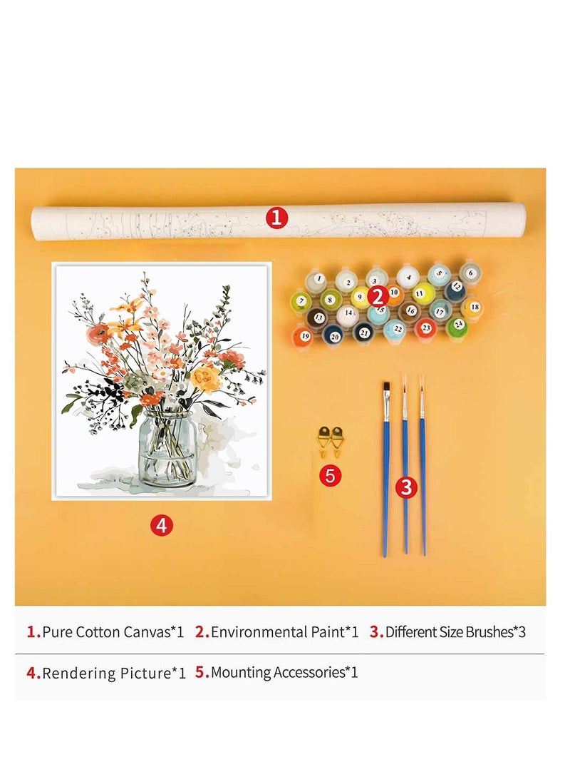 Aideli Paint by Numbers Adult Flower, DIY Hand-Painted Oil Painting Canvas Kits, Beginners Paint by Numbers Painting by Numbers for Home Decoration, No Frame (40 x 50 cm)  - Image 5