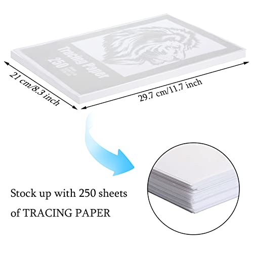 Tenare 250 Sheets Tracing Paper for Drawing Light up Tracing Paper Pad Translucent Sketching Drawing DIY Crafts Painting Works(White,8.3 x 11.7 Inch) - Image 2