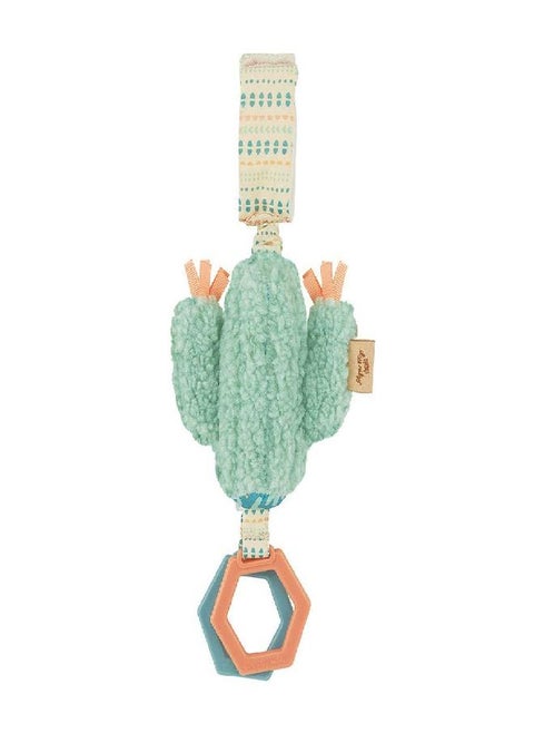Itzy Ritzy - Ritzy Jingle Toy for Stroller, Car Seat or Activity Gym; Features Jingle Sound, Hexagon Rings and Adjustable Attachment Loop; Cactus
