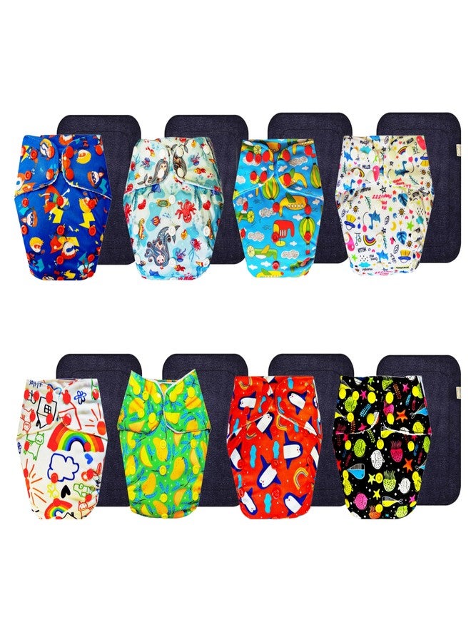 Dumbledo Premium Cloth Diaper with Black Insert (Pack of 8) | Snug Fit | Leakproof | Easy to Clean | All-Day Wear | 3 Months - 3 Years | Unisex Baby - Image 1