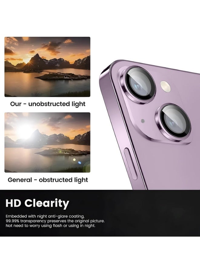 واقي عدسة الكاميرا لهاتف iPhone 15 / iPhone 15 Plus، واقيات عدسة فردية فائقة الدقة مقاومة للكسر، زجاج مقوى فائق القوة 9H مع حافة من الألومنيوم، رفيع للغاية، (وردي) - Image 3