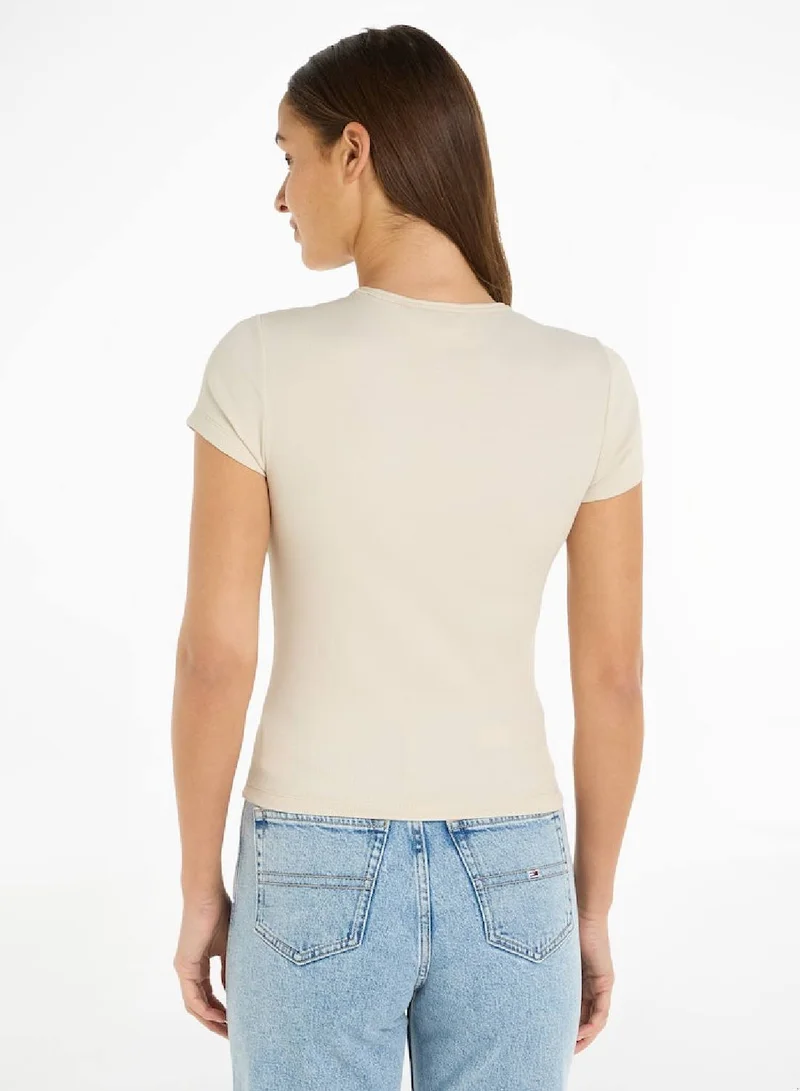 TOMMY JEANS Essential Ribbed Fitted Casual T-Shirt