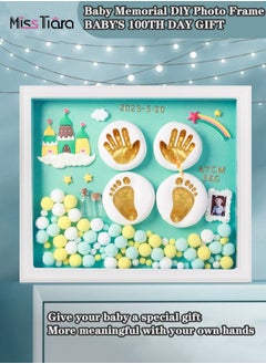 MissTiara Newborn Baby Footprint Kit, Baby Handprint and Footprint Kit, Baby Keepsake Frame Newborn Baby Shower Gifts, Memorial Set Room Decor Unique Ornament  - Image 1