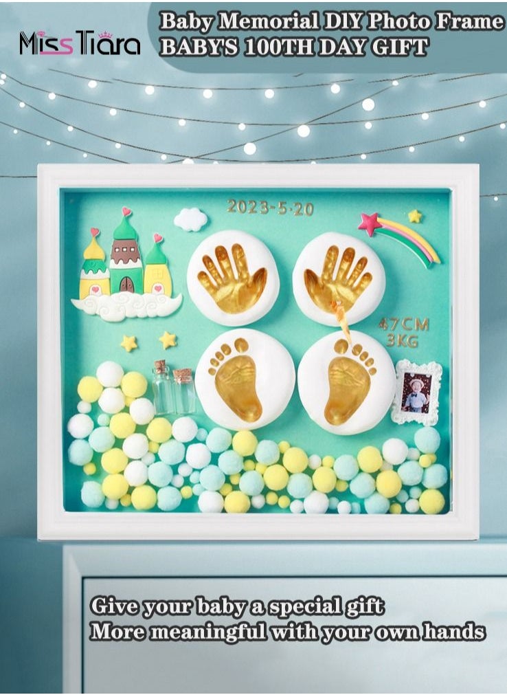 MissTiara Newborn Baby Footprint Kit, Baby Handprint and Footprint Kit, Baby Keepsake Frame Newborn Baby Shower Gifts, Memorial Set Room Decor Unique Ornament  - Image 1