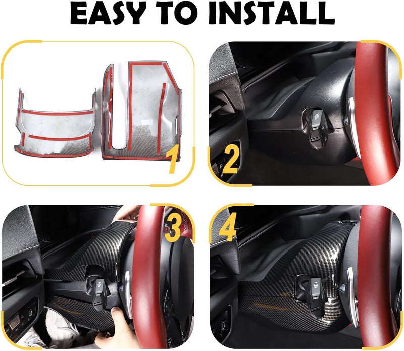 CHEAYAR Steering Column Cover Trim Kit for Toyota Supra GR A90 A91 MK5 2019-2022 - Carbon Fiber Pattern - Image 5