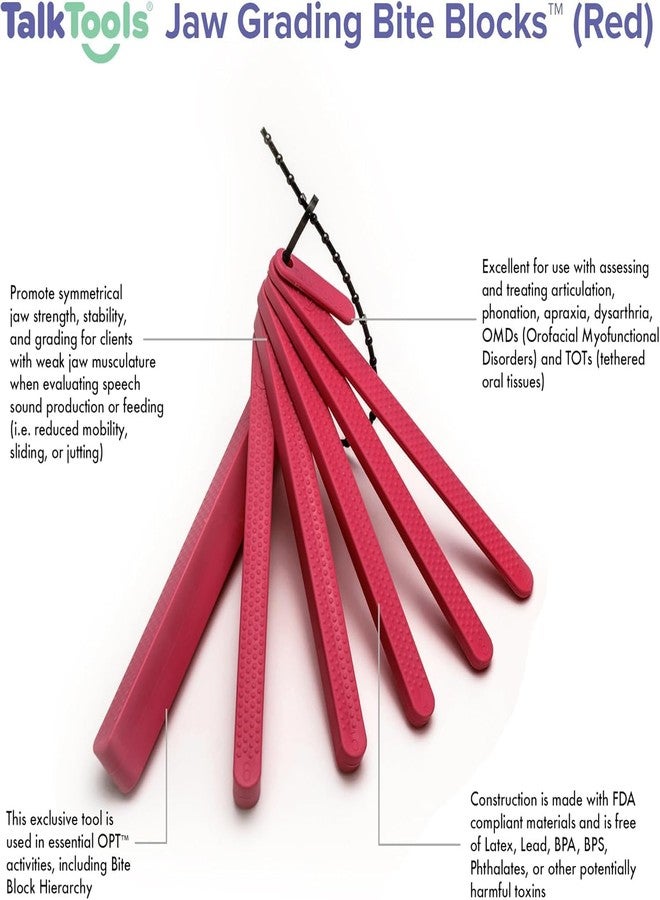 TalkTools Dental Bite Blocks | Therapy Tools to Improve Chewing and Biting Dental Bite Blocks Oral Opener Mouth Prop Dental Bite Blocks Safe for All Ages | Jaw Grading Bite Blocks | Set of 2 - Red - Image 5