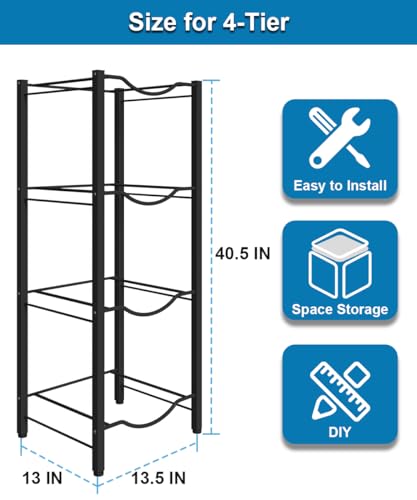 mocomax 5 Gallon Water Jug Rack, 4 Tier Detachable Water Bottle Holder Storage Organizer Shelf, Heavy Duty Water Jug Dispenser Stand for Kitchen, Office, Home, Black - Image 5