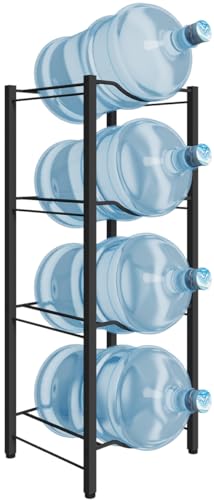 mocomax 5 Gallon Water Jug Rack, 4 Tier Detachable Water Bottle Holder Storage Organizer Shelf, Heavy Duty Water Jug Dispenser Stand for Kitchen, Office, Home, Black - Image 1