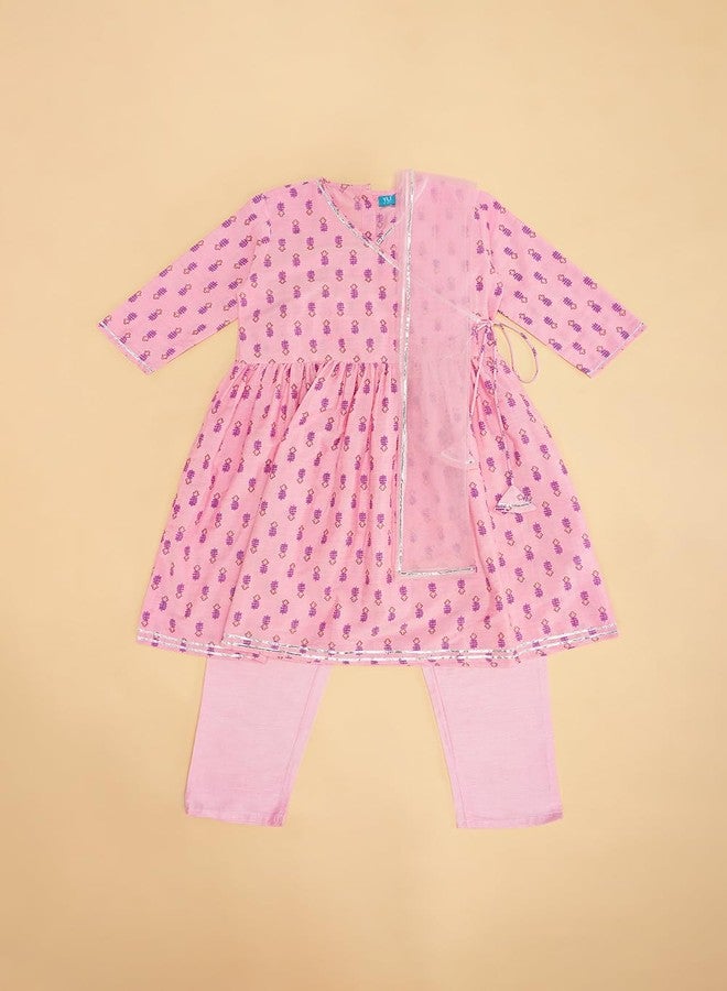 YU by Pantaloons Girl's Polyester Flared Kurta (110149320005_Pink - Image 3