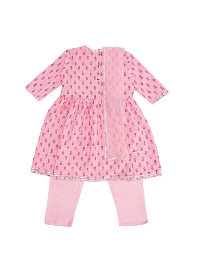 YU by Pantaloons Girl's Polyester Flared Kurta (110149320005_Pink - Image 1