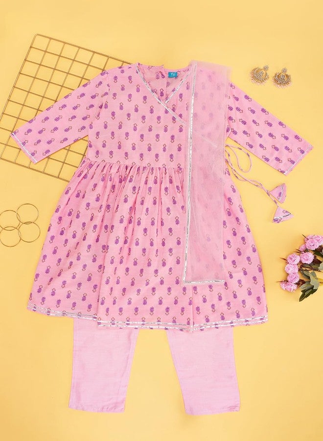 YU by Pantaloons Girl's Polyester Flared Kurta (110149320005_Pink - Image 2