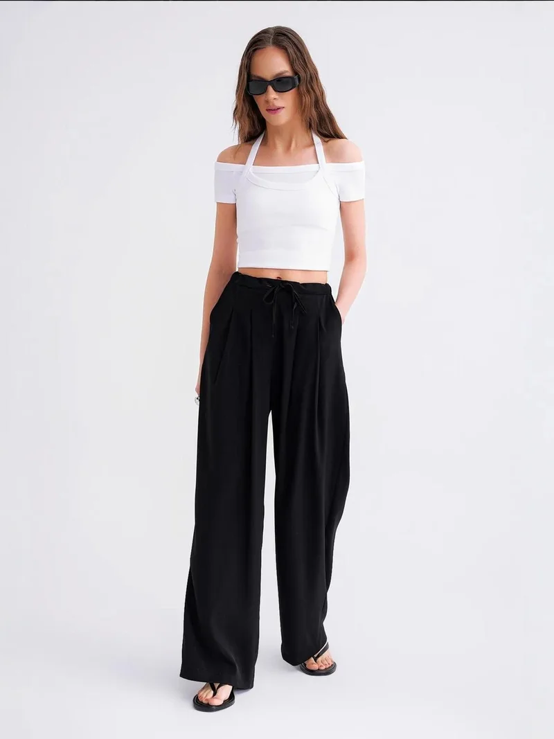 MixRay Mixray High Waist Pleated Palazzo Pants