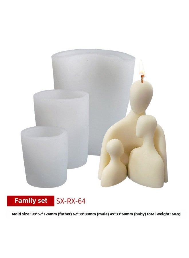 Sanxin Portrait Aromatherapy Candle Silicone Mold DIY Low Temperature Candle Couple Body Gypsum Incense Stone Grinding Tool-Specifications:Family Suit RX-64. - Image 1