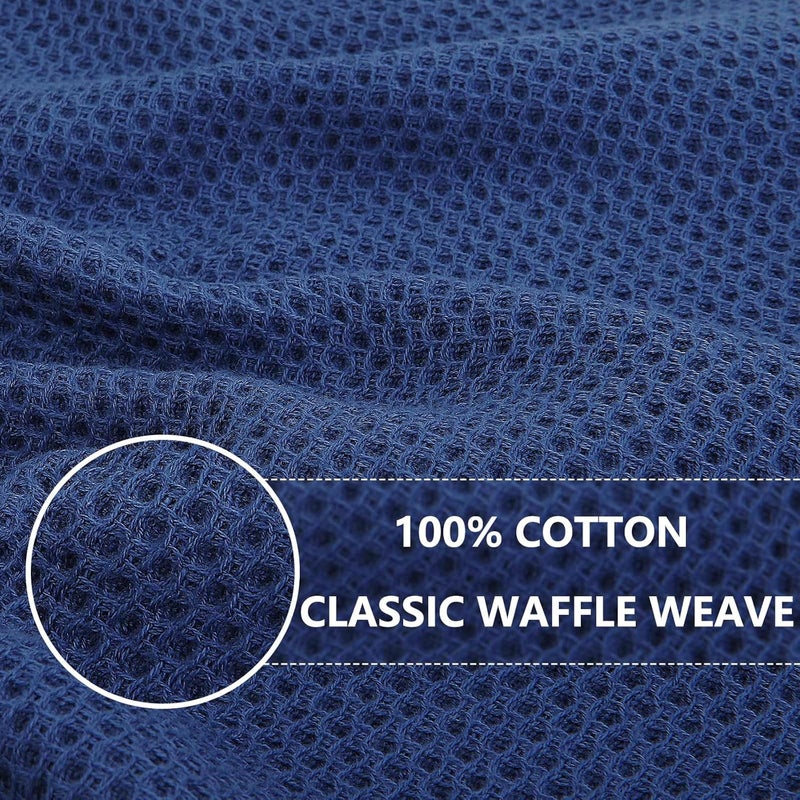 Homaxy 100% Cotton Waffle Weave Kitchen Dish Cloths, Ultra Soft Absorbent Quick Drying Dish Towels, 12 x 12 Inches, 18-Pack, Navy Blue - Image 2