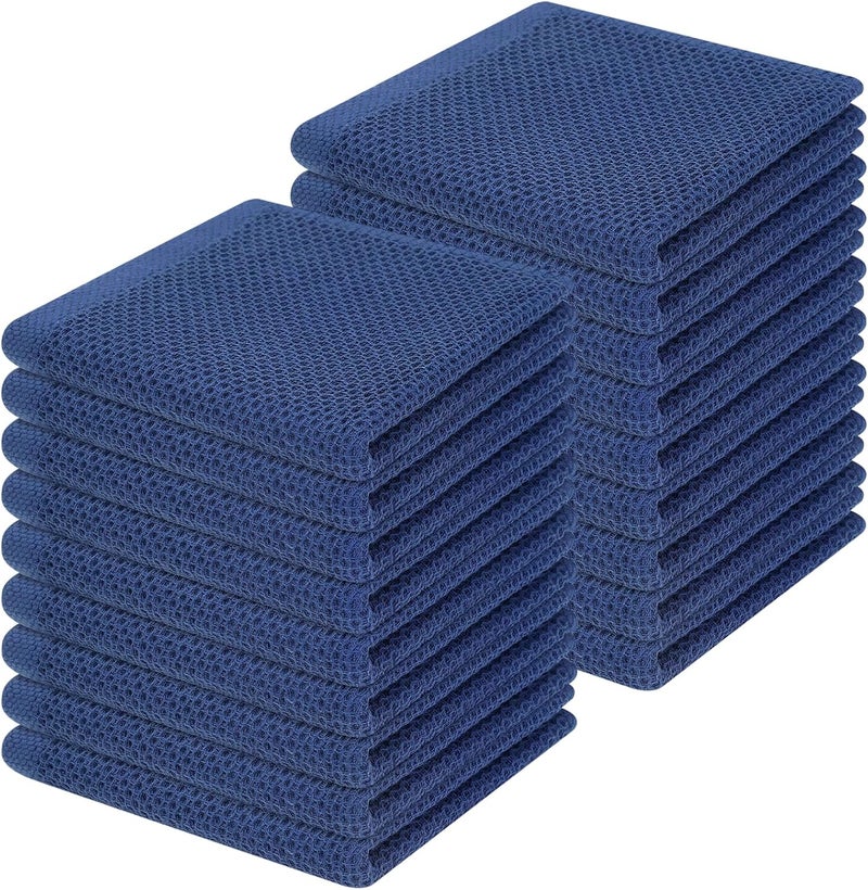 Homaxy 100% Cotton Waffle Weave Kitchen Dish Cloths, Ultra Soft Absorbent Quick Drying Dish Towels, 12 x 12 Inches, 18-Pack, Navy Blue - Image 1