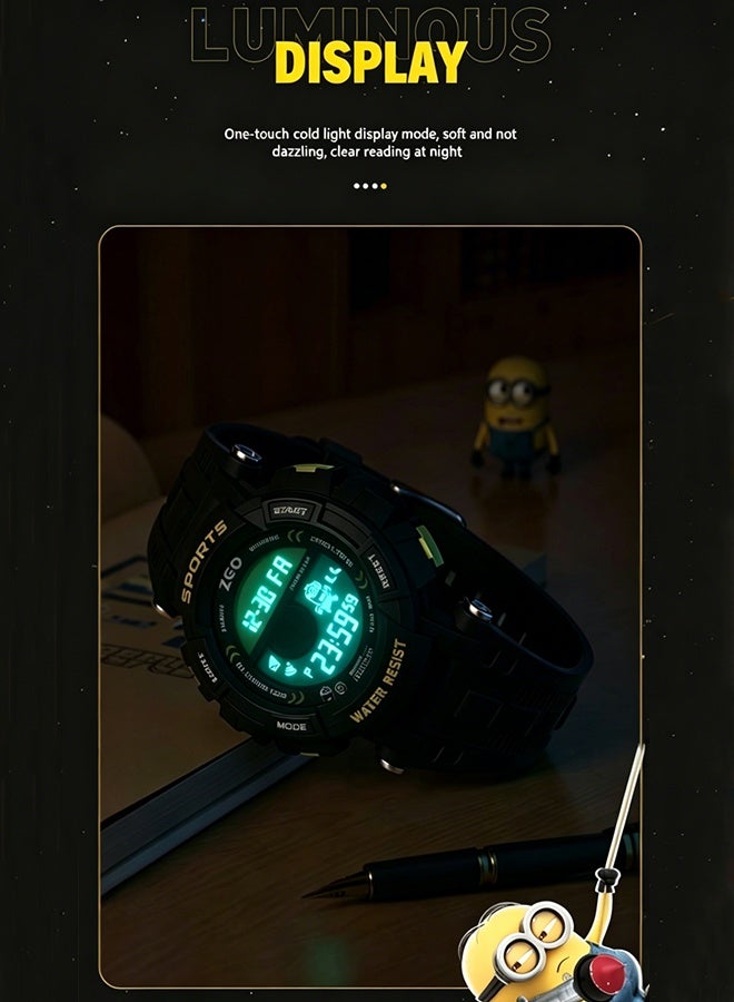 Minions Kids Digital Sports Watch, 50M Waterproof Luminous Electronic Wristwatch, Alarm Stopwatch Shockproof Boys Student Cartoon Watch Gift - Image 4
