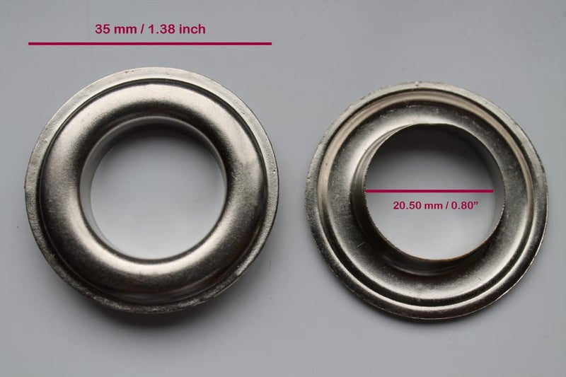 Nimida ™ Grommet/Eyelet Large size Outer Dia 35 MM Inner Dia 20.50 MM | Nickel Colour | for Tarpaulin, Banners, Leather bags etc | Pack of 20 - Image 5