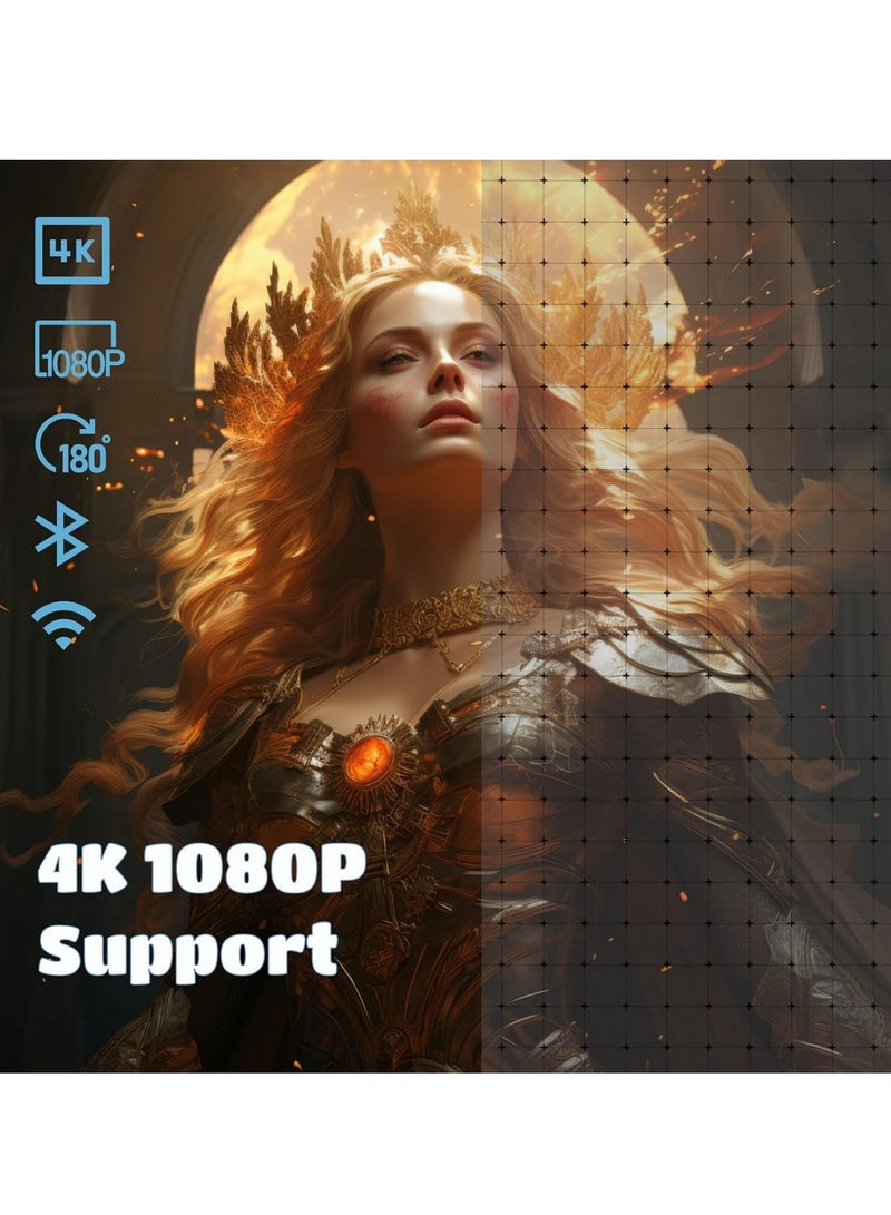 4K Mini Projector with and Bluetooth, Portable Smart Projector 1080P Support, 180°Rotatable Home Movie Projector Android 11 for Phone/TV Stick/Laptop - Image 3