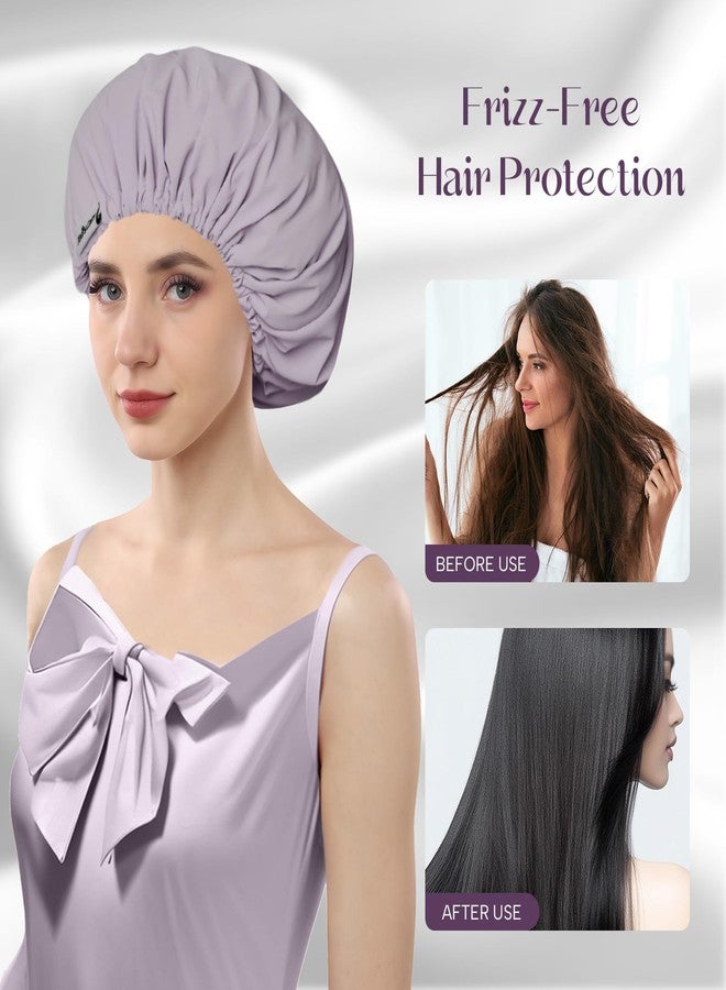 Years calm Shower Cap Reusable Waterproof, Double-Layer Hair Cap, with Elastic Band, Ideal for Shower, Spa, Travel & Cleaning (Light purple, One Size) - Image 4