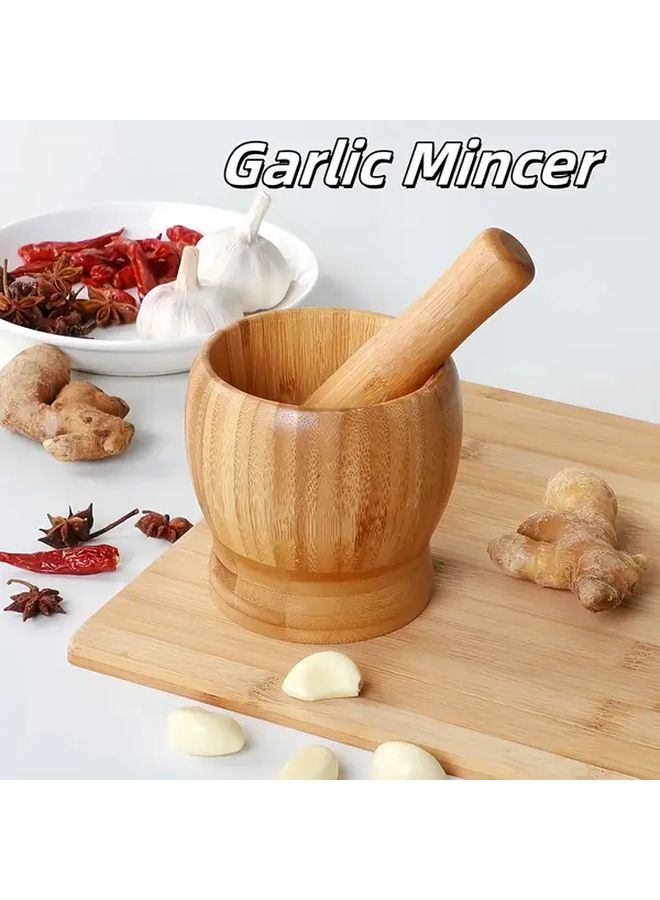 Heavy Duty Manual Food Processor Garlic Mincer Pepper Grinder Size S Natural Wood Grain - Image 2