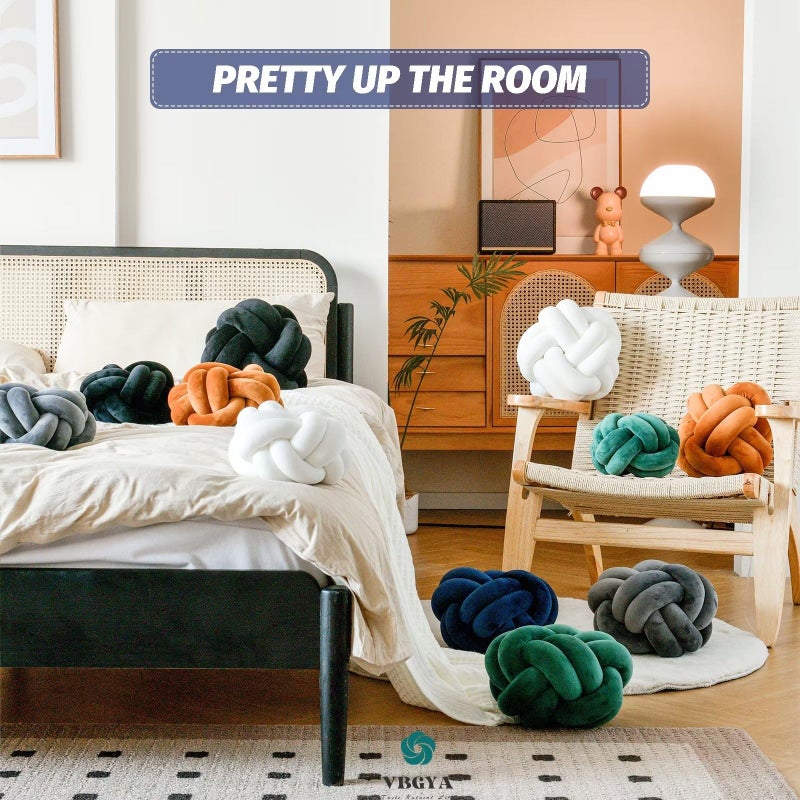 VBGYA Knot Pillow Ball  Soft Decorative Throw Pillows Cushion  11 Inch Round Plush Knotted Pillows Navy Blue Pillow  Modern Home Throw Knot Decorative Cushion for Bedroom  Sofa  Couch - Image 5