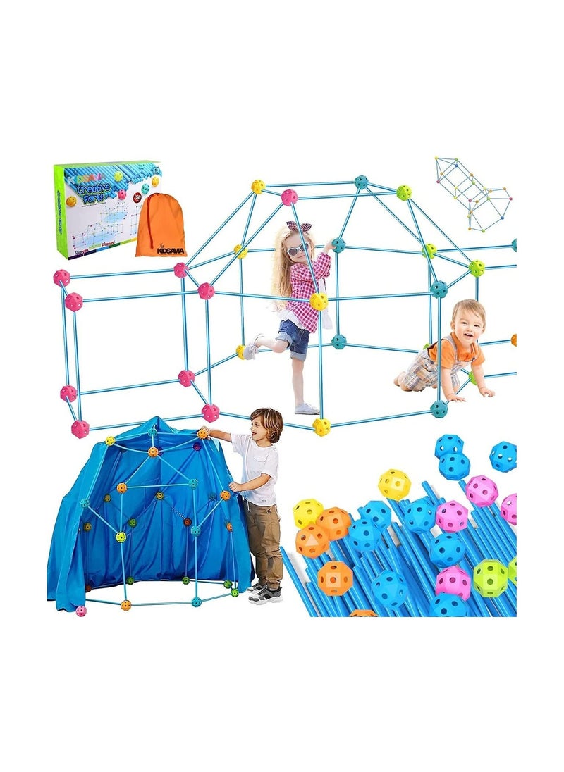 KIDSAVIA - 68 Piece Fort Building Kit Kids Toys - Construction Fort Toys for Kids Builder Gifts with Blanket to DIY Building Toy Castles Tunnels Play Tent Indoor and Outdoor - Best Gift for kids - Image 1