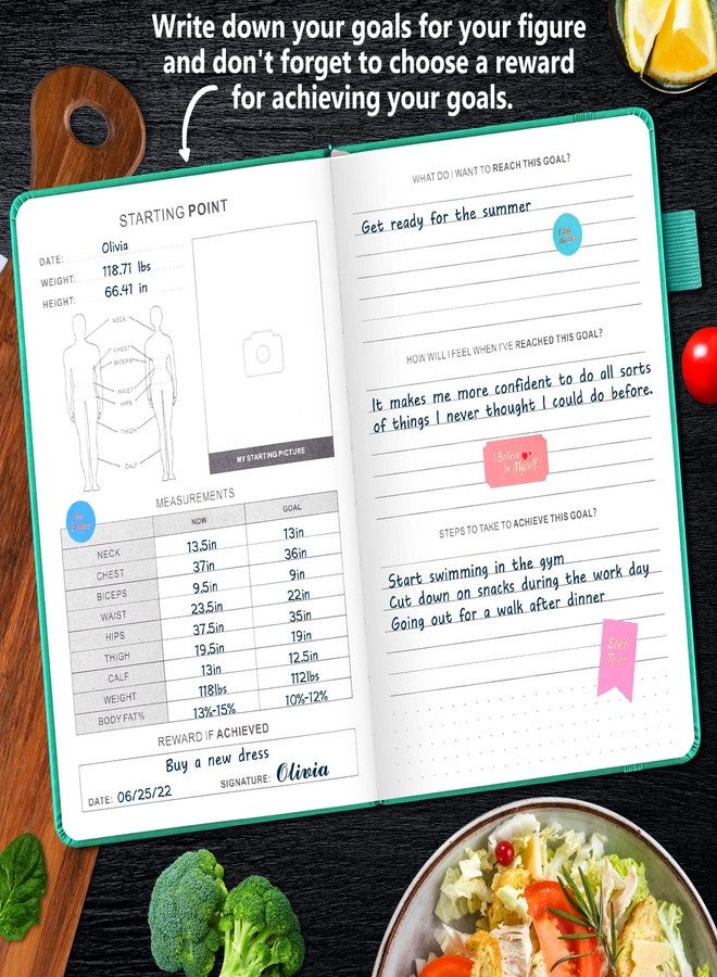 JUBTIC Meal Planner Notebook, Weekly & Daily Meal Prep Journal with Shopping and Grocery Lists for Food Planning Menu Planning Healthy Diet and Habits Tracker, Last 1 Year,Undated, A5, Green - Image 4